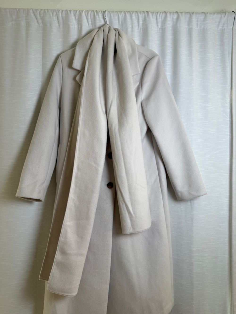 House of Harlow 1960 Ivory Wool Blend Coat Scarf Included Long Coat Chic Size M - Picture 10 of 14